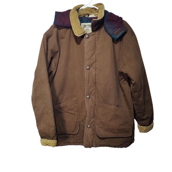 Vintage Youth XL 18-20 Canvas Chore Coat Jacket Quilted Hooded Utility Workwear - Picture 1 of 10